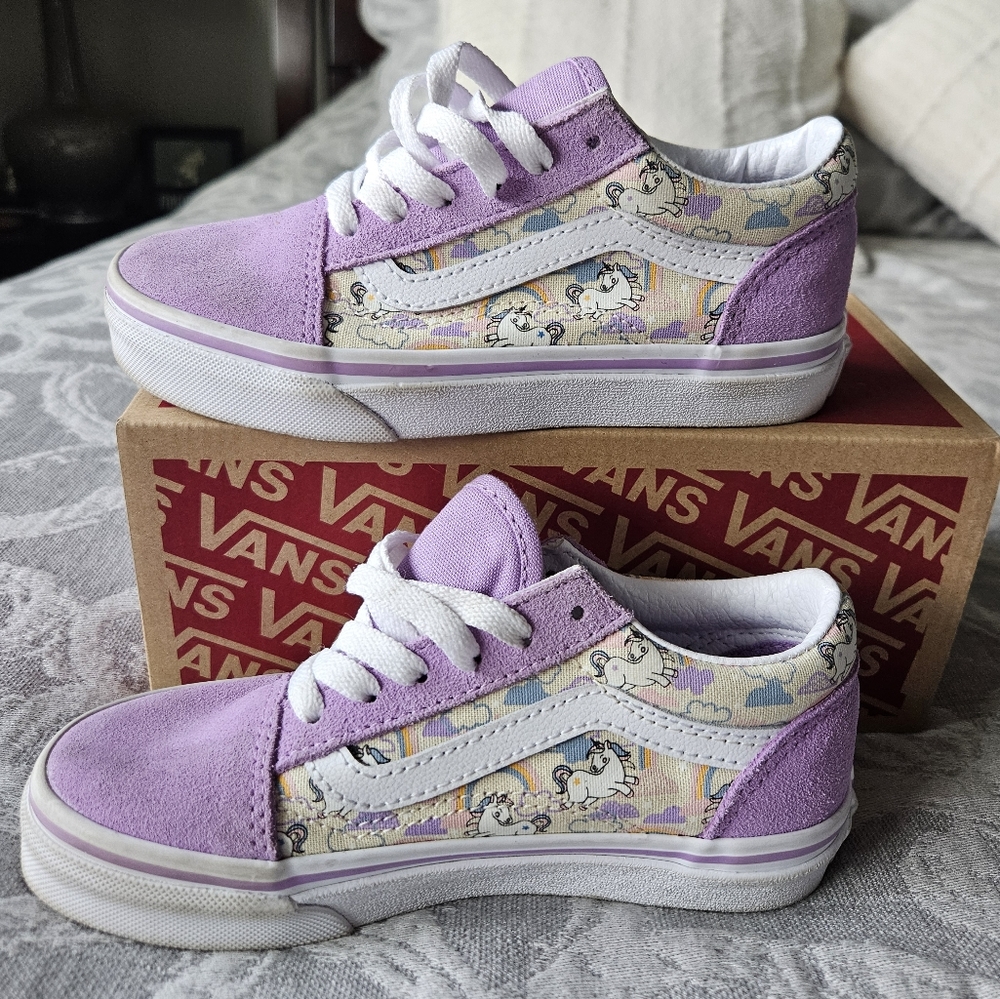Girls/Youth Lilac Unicorn Old Skool Vans 💜🦄